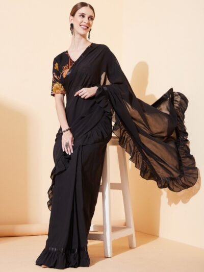 Ready To Waer Black Georgette with Blouse EDWS 300501
