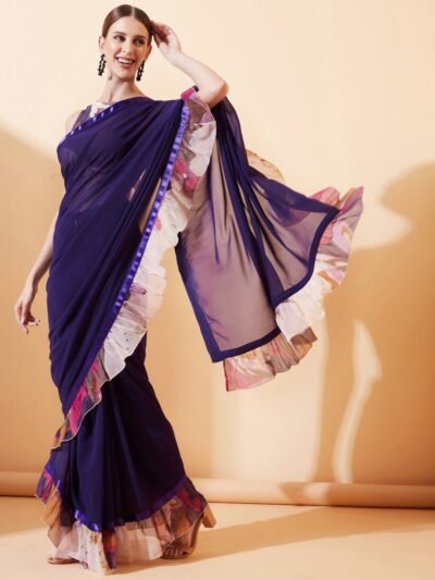 Ready To Waer Blue Georgette With Blouse EDWS 300502