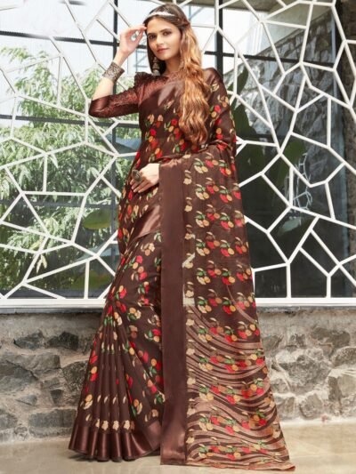 Printed Satin Linen Brown EDWS 300201