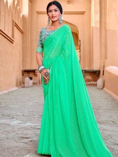 Printed Georgette Sky Green EDWS 300305