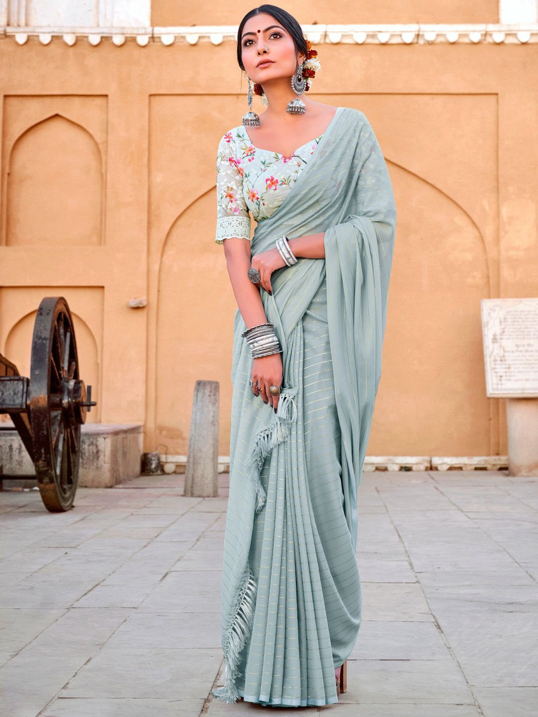 Printed Georgette Light Grey EDWS 300307