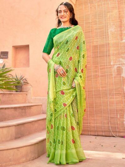 Printed Chiffon  Light Green EDWS 300604