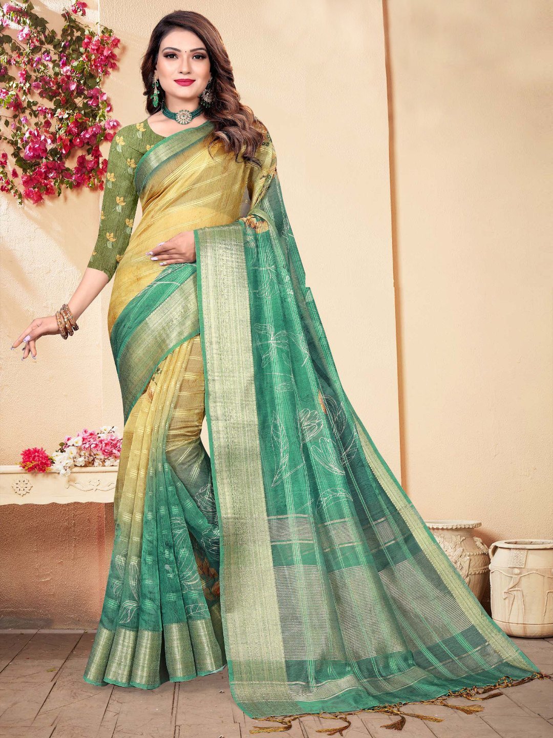 Printed Organza Lime EDWS 300002