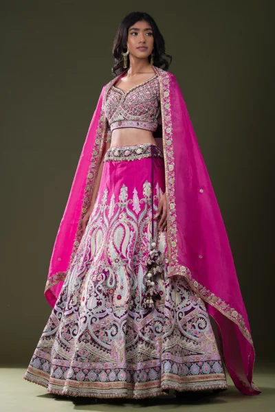 Pink & Purple Heavy Embroidery Work EDWS 301001