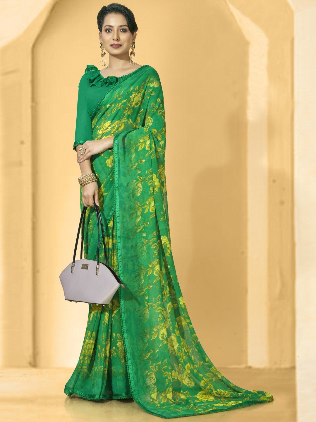 Printed Georgette Mehndi EDWS 300103