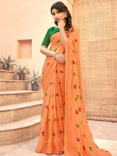 Printed Chiffon Orange EDWS 300605