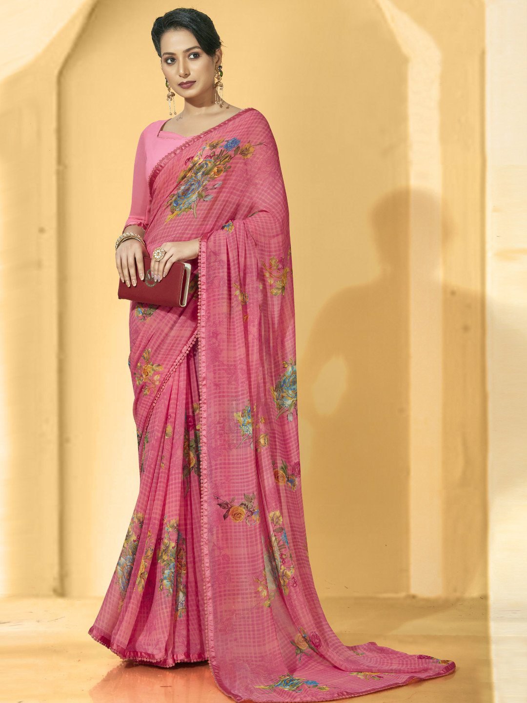 Printed Georgette Peach EDWS 300106