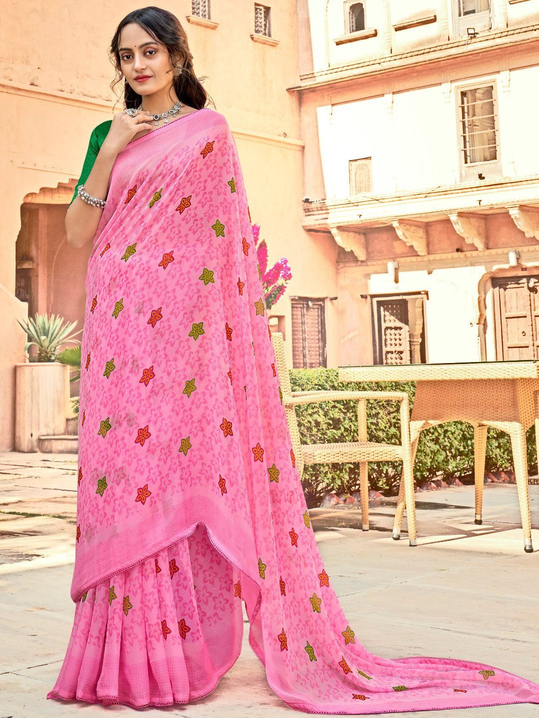 Printed Chiffon Pink EDWS 300601