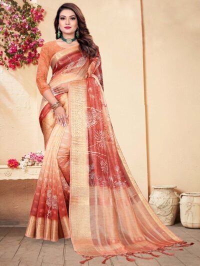 Printed Organza Rust EDWS 300007
