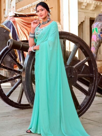 Printed Georgette Sky Blue EDWS 300310