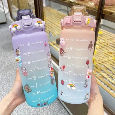 Gradient color Gym Plastic Bottle With imogi   (2 Ltrs )