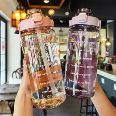 BPA free Transparent Gym Sports Plastic With Time Marker ( 2L ) EDWS LX 105