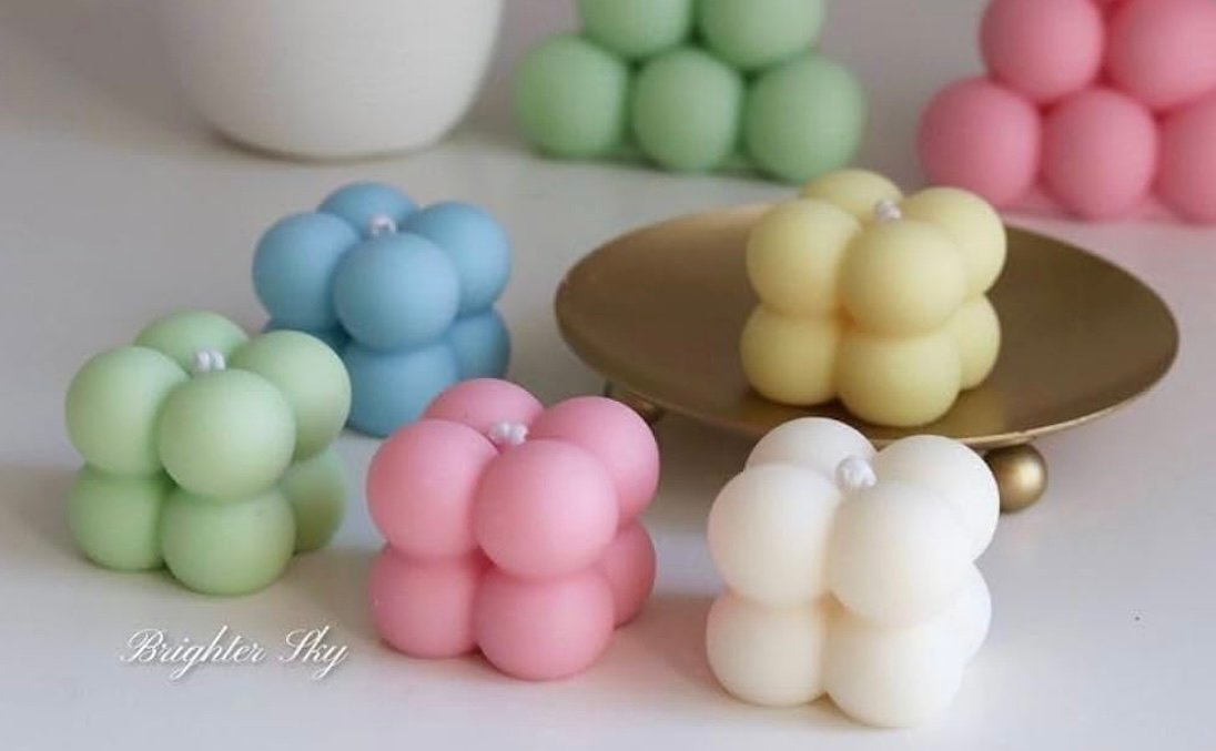 Candléve Bubble Design Decorative Candle, Square Shape set of 4 EDWS20250909