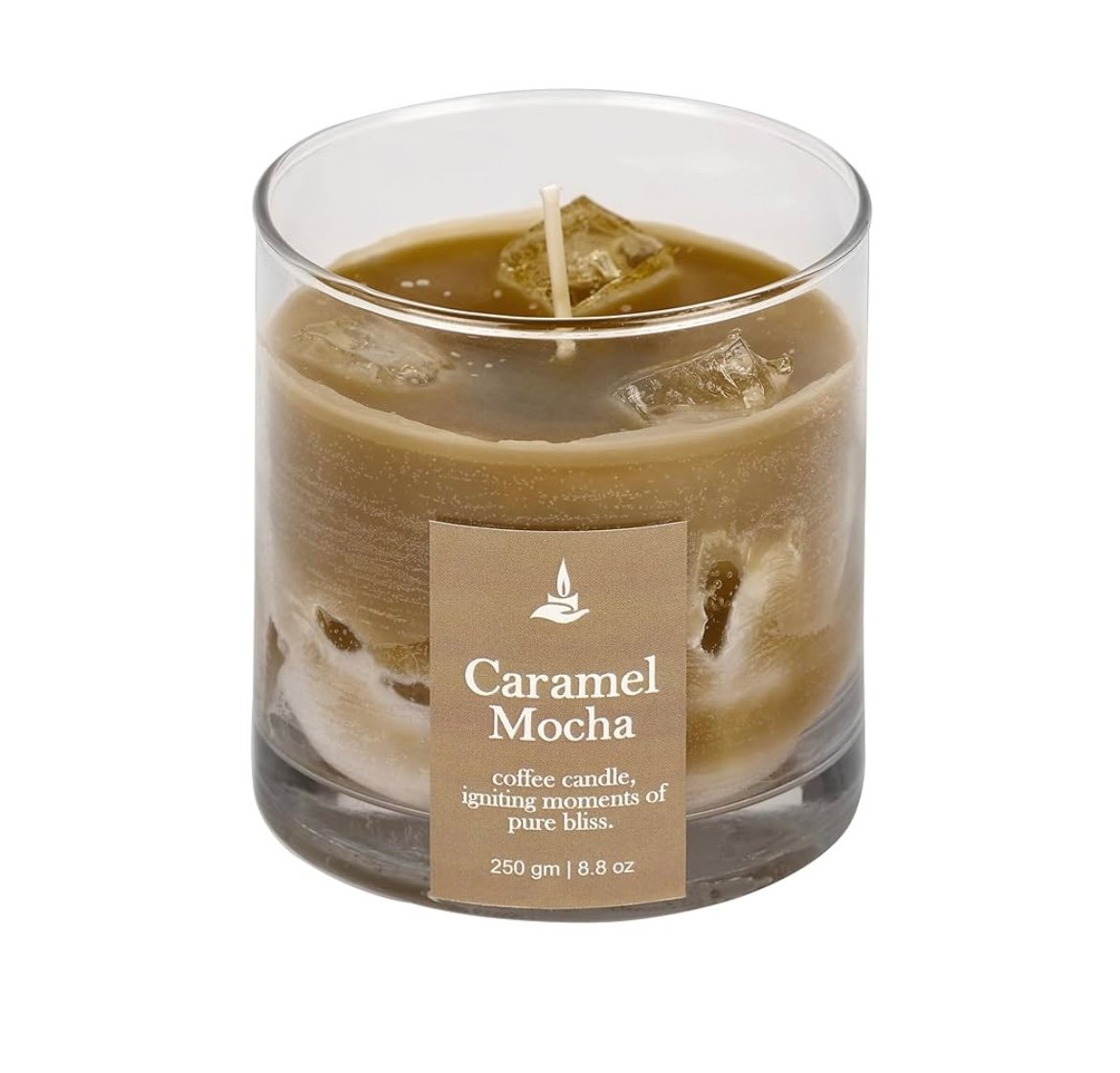 Candléve Latte Coffee Scented Candle, Paraffin Wax and Gel Wax as ice Cubes- Coffee, Chocolate and Vanilla (Vanilla Latte) EDWS20250910