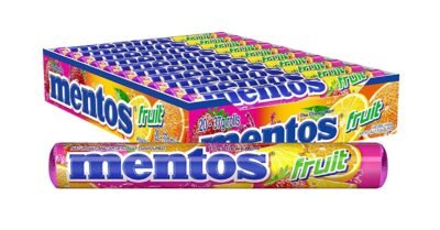 🍬 Mentos Chewy Breath Mints Candy Roll – Assorted Fruit Flavor | Nut Free | 1.32 oz (Pack Of  20 Rolls)EDWS 203002